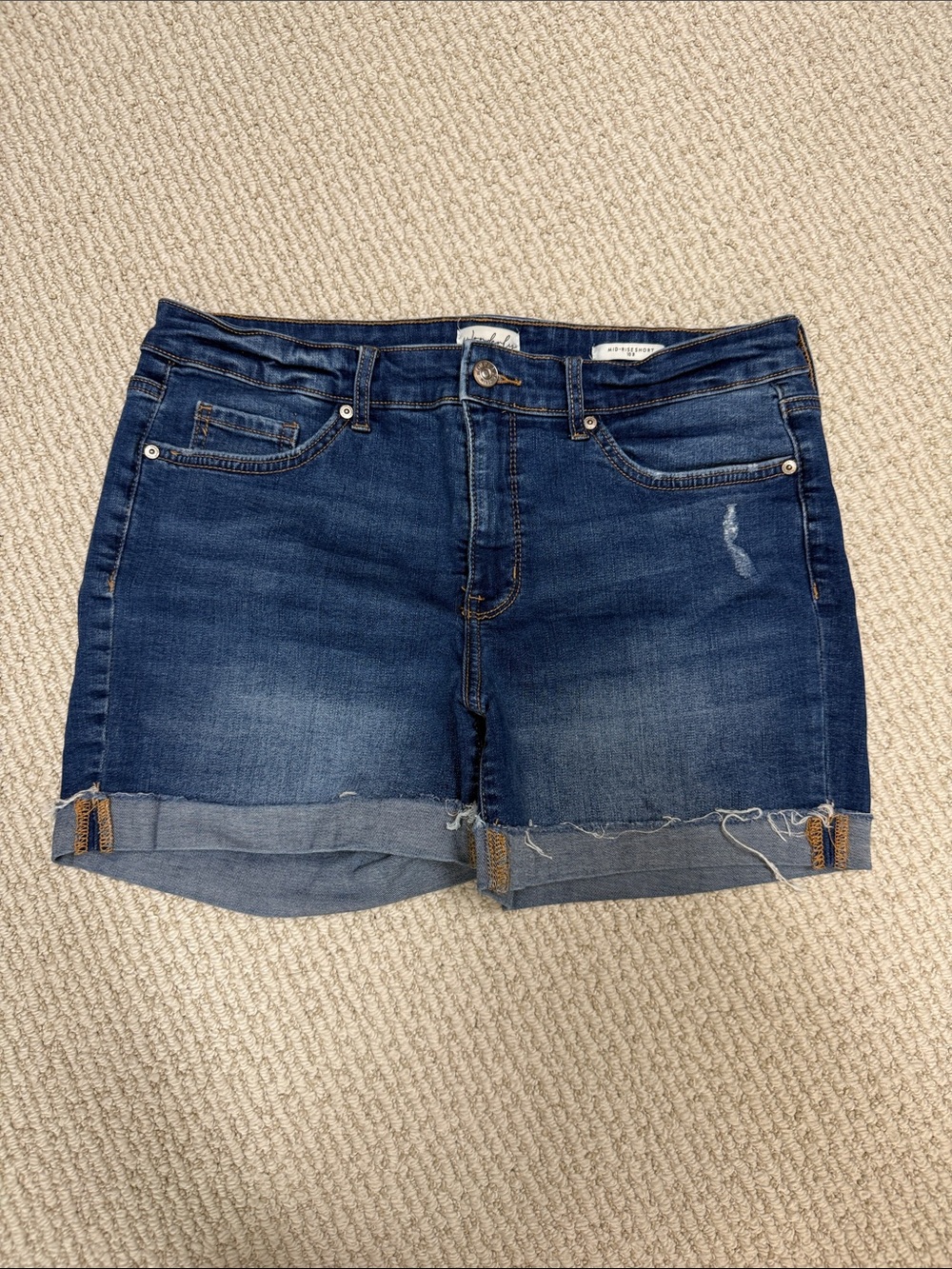 Wonderly Dark Wash Denim Rolled Hem Shorts